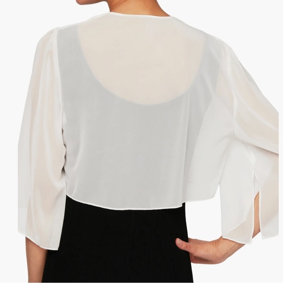 🆕 Alex Evenings Ivory Chiffon Shrug Jacket Top for Dress Cardigan Size XL - Picture 6 of 11